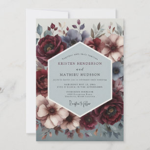 Burgundy Slate Chiaroscuro Wedding Invitation