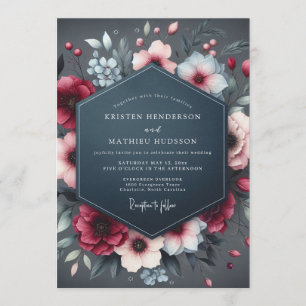 Burgundy Slate Nocturnal Wedding Invitation