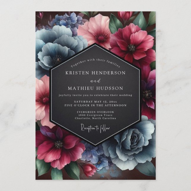 Burgundy Slate Renaissance Wedding Invitation (Front)