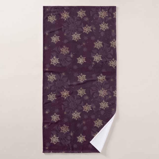 Burgundy Snowflake    Bath Towel (Bath Towel)
