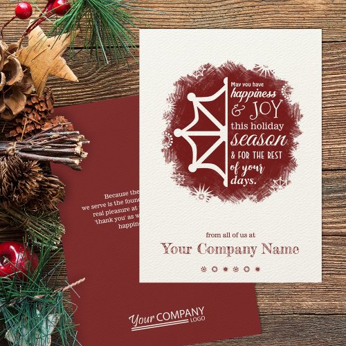 Burgundy Snowflake Business Holiday Card