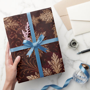 Burgundy Snowflake Christmas Wrapping Paper