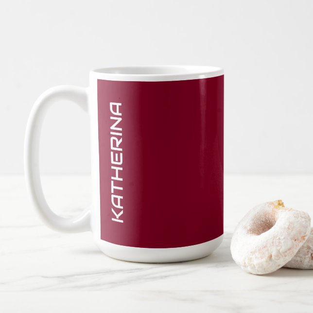 Burgundy Solid Color | Classic Personalized  Coffee Mug (With Donut)