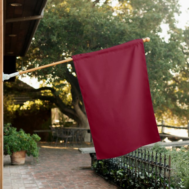 Burgundy Solid Color House Flag (In SItu)