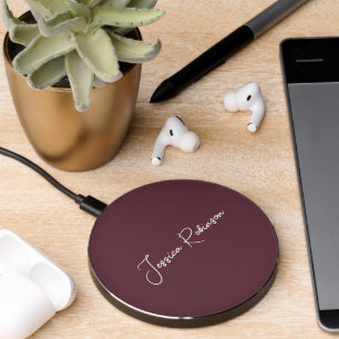 Burgundy Solid Color Wireless Charger