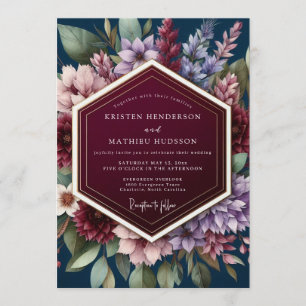 Burgundy Sophisticated Autumn Wedding Invitation