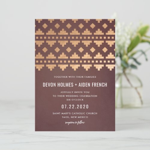 Burgundy Southwest Gleam Wedding Invitation