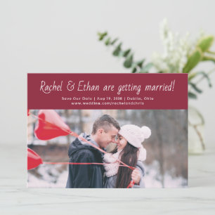 Burgundy Spirited Names Save the Date Photo Card