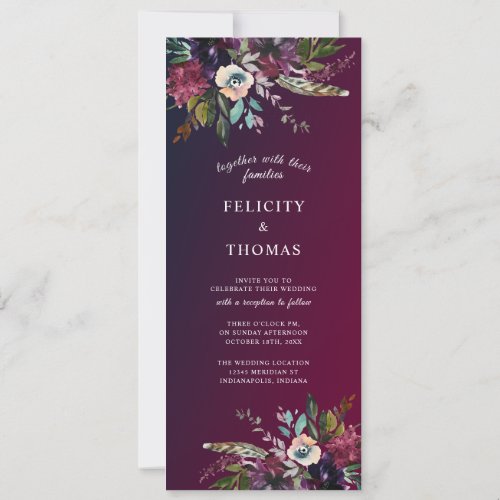 Burgundy Splendor Boho Floral Wedding Invitation