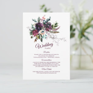 Burgundy Splendor Boho Floral Wedding Plans Enclosure Card