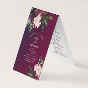 Burgundy Splendor Floral Classic Wedding Program