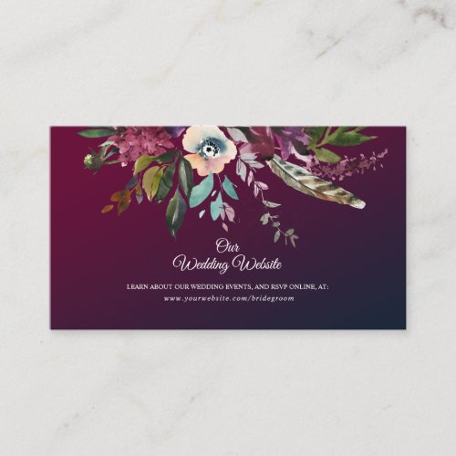 Burgundy Splendor Floral Wedding Website Enclosure Card