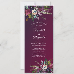 Burgundy Splendor Watercolor Floral Wedding Invitation