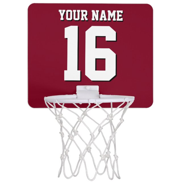 Burgundy Sporty Team Jersey Mini Basketball Hoop (Front)