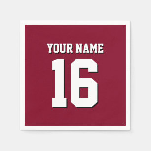 Burgundy Sporty Team Jersey Paper Napkins