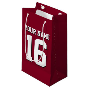 Burgundy Sporty Team Jersey Small Gift Bag