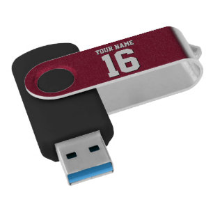 Burgundy Sporty Team Jersey USB Flash Drive