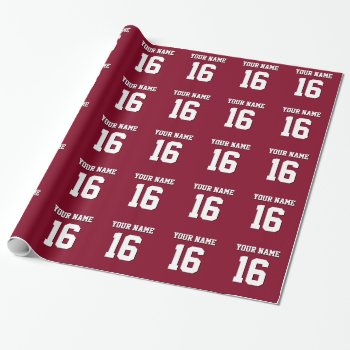 Burgundy Sporty Team Jersey Wrapping Paper by FantabulousSports at Zazzle