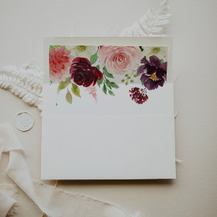 Burgundy Spring Calligraphy Wedding Invitation Envelope