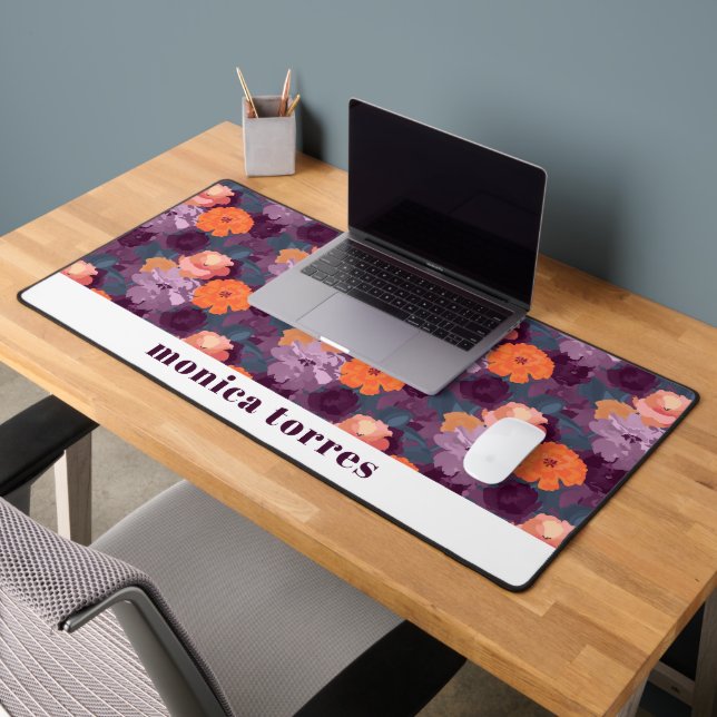 Burgundy Spring Flowers Orange Purple  Desk Mat (Office 2)