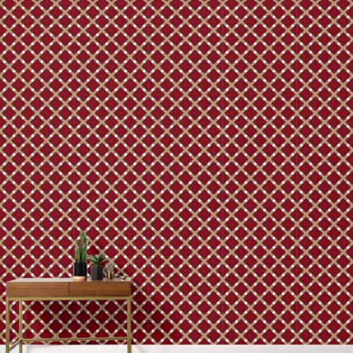 Burgundy Squares on Tan and White Wallpaper