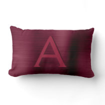 Burgundy Stainless Steel Monogram Name & Initial Lumbar Pillow