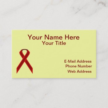Burgundy Standard Ribbon By Kenneth Yoncich Business Card by KennethYoncich at Zazzle