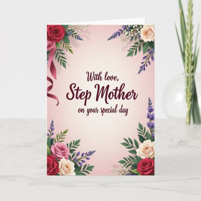 Burgundy Step Mothers Day Card (Front)