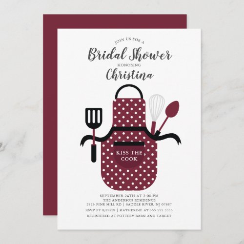 Burgundy Stock Kitchen Bridal Shower Invitation