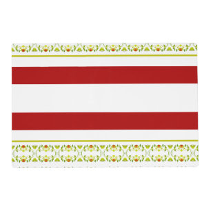 Burgundy Stripe Design With Lime Green Placemat