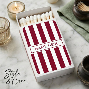 Burgundy Stripe Matchboxes Personalized with Name