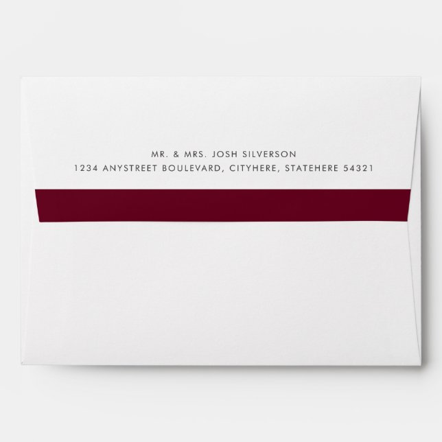 Burgundy Stripe Return Address Mailing Envelope (Back (Top Flap))