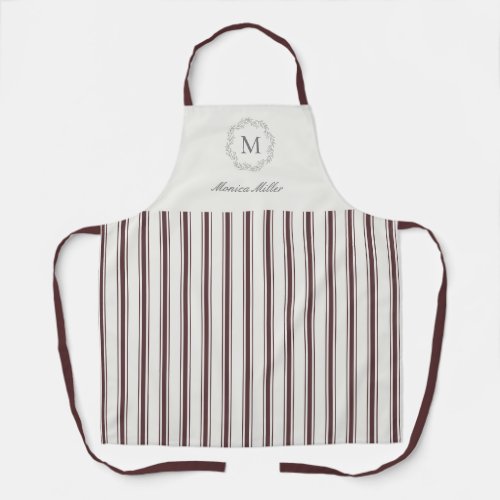 Burgundy  Striped  All_Over Print Apron