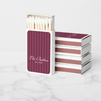 Burgundy Striped Last Name Matchbox Matchboxes