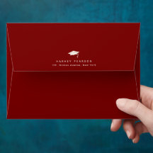Burgundy Stripes Custom Graduation Return Address