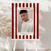 Burgundy Stripes Photo Congrats Graduate