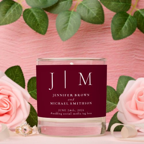 Burgundy Suite Formal Monogram Classic Wedding Scented Candle