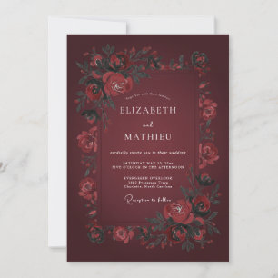 Burgundy Sultry Winter Wedding Invitation