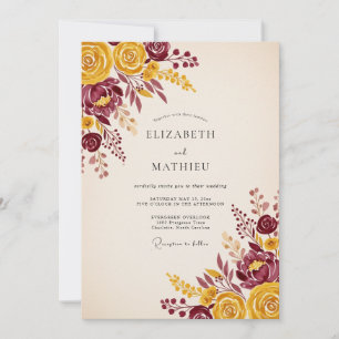 Burgundy Sumptuous Autumnal Wedding Invitation