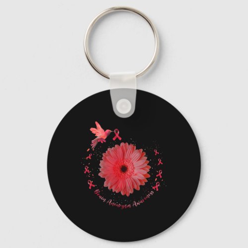 Burgundy Sunflower Brain Aneurysm Awareness 1  Keychain