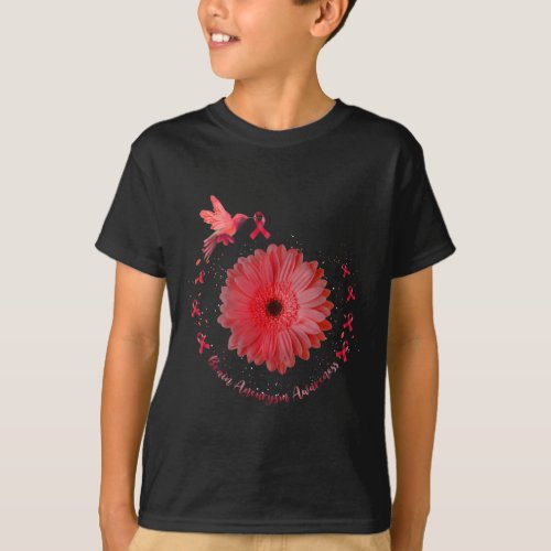 Burgundy Sunflower Brain Aneurysm Awareness 1  T_Shirt