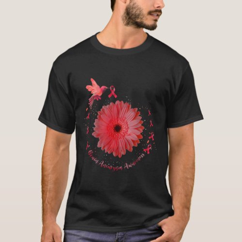 Burgundy Sunflower Brain Aneurysm Awareness 1  T_Shirt