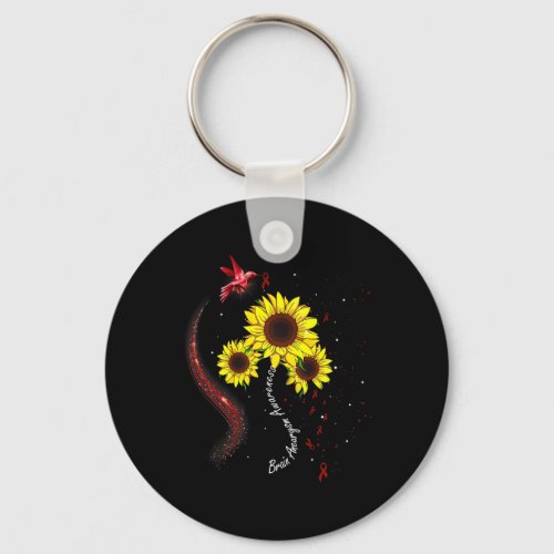 Burgundy Sunflower Brain Aneurysm Awareness  Keychain