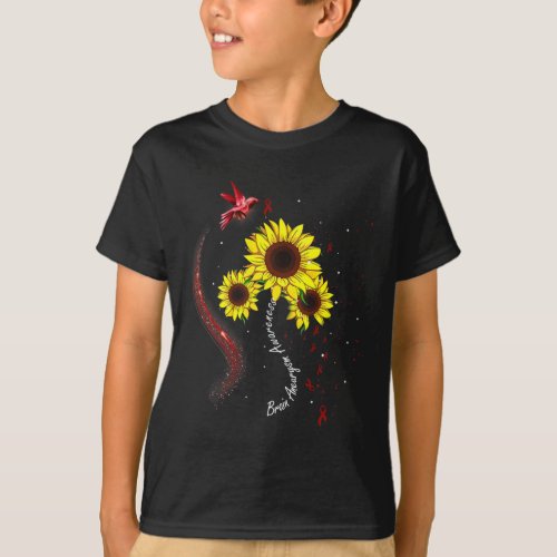 Burgundy Sunflower Brain Aneurysm Awareness  T_Shirt