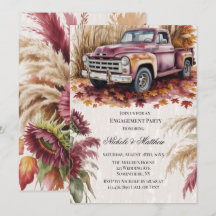 Burgundy Sunflower Pampas Grass Engagement Party