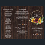 Burgundy Sunflowers Wood Tri Fold Wedding Program Flyer<br><div class="desc">Elegant, trendy design featuring watercolour burgundy roses and sunflowers arrangement, faux gold round frame, floral divider, all on old wood barn background. Use Personalize tool to add your info. Matching items could be found in my Burgundy Roses Sunflowers Collection. The brochure ships flat, so all you have to do is...</div>
