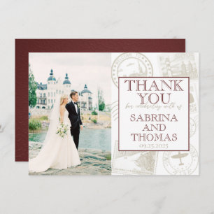 Burgundy Sweden Wedding Photo Thank You