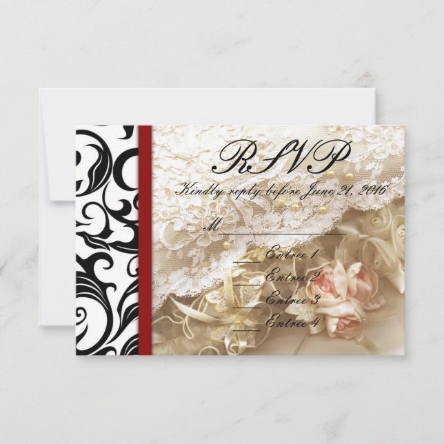 Burgundy Swirl Wedding RSVP Card (Front)