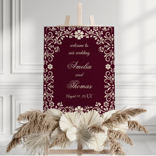 Burgundy Talavera Wedding Welcome Sign