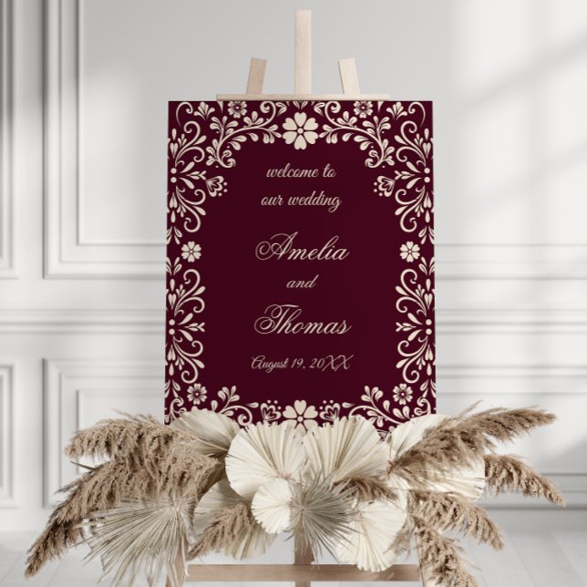 Burgundy Talavera Wedding Welcome Sign (Creator Uploaded)